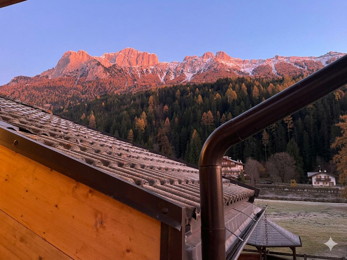 Panorama dal terrazzo vista l'enrosadira delle Dolomiti - Ciasa Le Giare Soraga